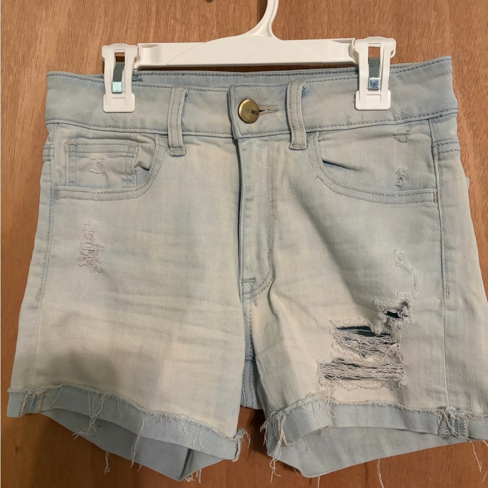 American Eagle Outfitters Light Wash Distressed Jean Shorts